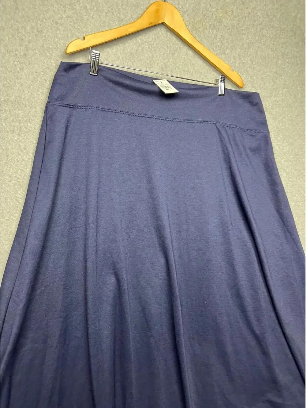 Ashley Stewart A-Line Pull On Midi Skirt Womens Plus Size 22/24 Navy Comfort